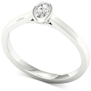 Diamond Oval Solitaire Ring in 14k WG